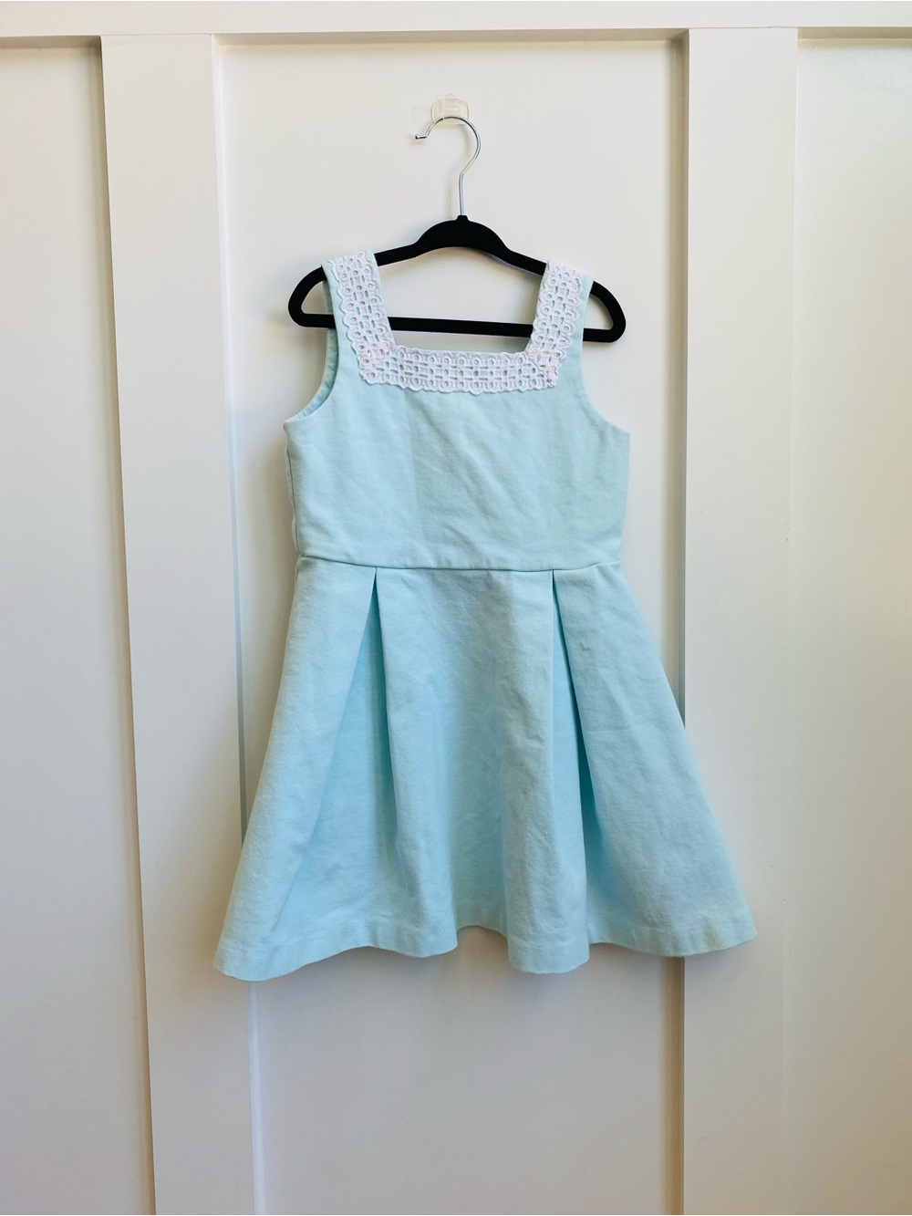 Janie and Jack Light Blue Dress with White Crochet Neckline Girls Size 6
